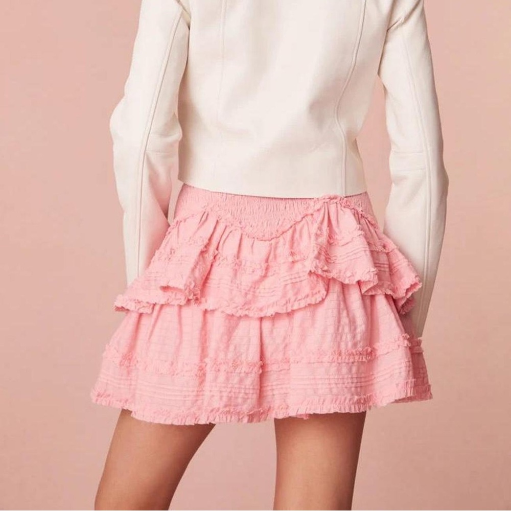 LoveShackFancy Tribeca Mini Skirt- Bubblegum Pink